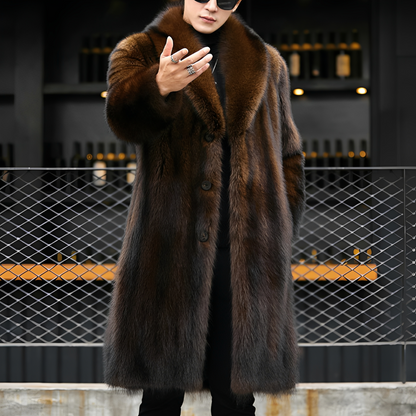 Matteo - Elegancki długi futro płaszcz dla mężczyzn