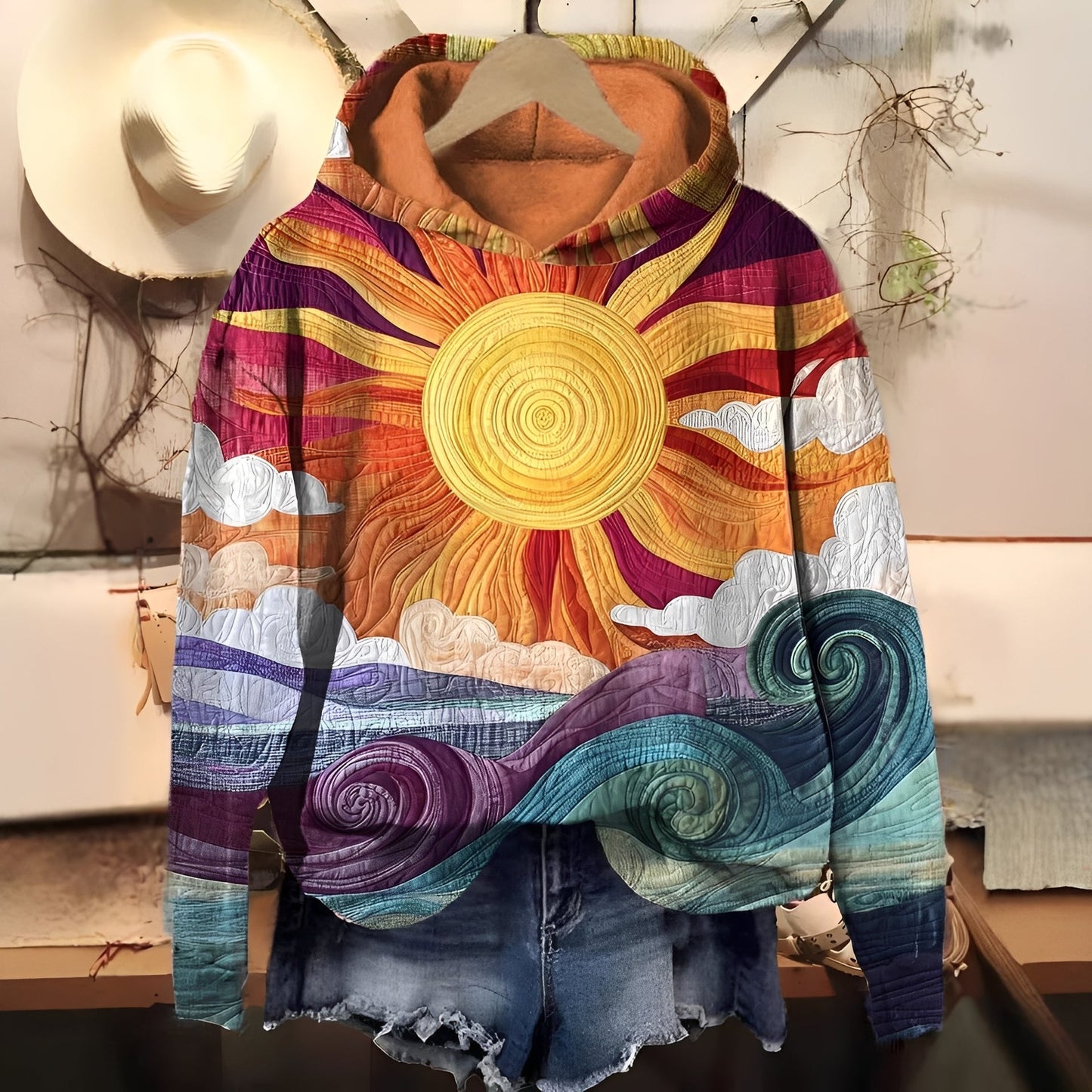 Séraphine - bluza z kapturem z nadrukiem cyfrowym dla kobiet