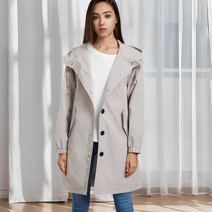 Vivyan - Kobieca luźna kurtka z kapturem, odporna na wodę