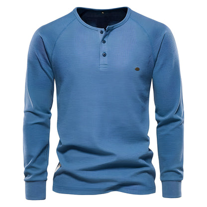 Joachim - Koszula męska z długimi rękawami z materiału waflowego