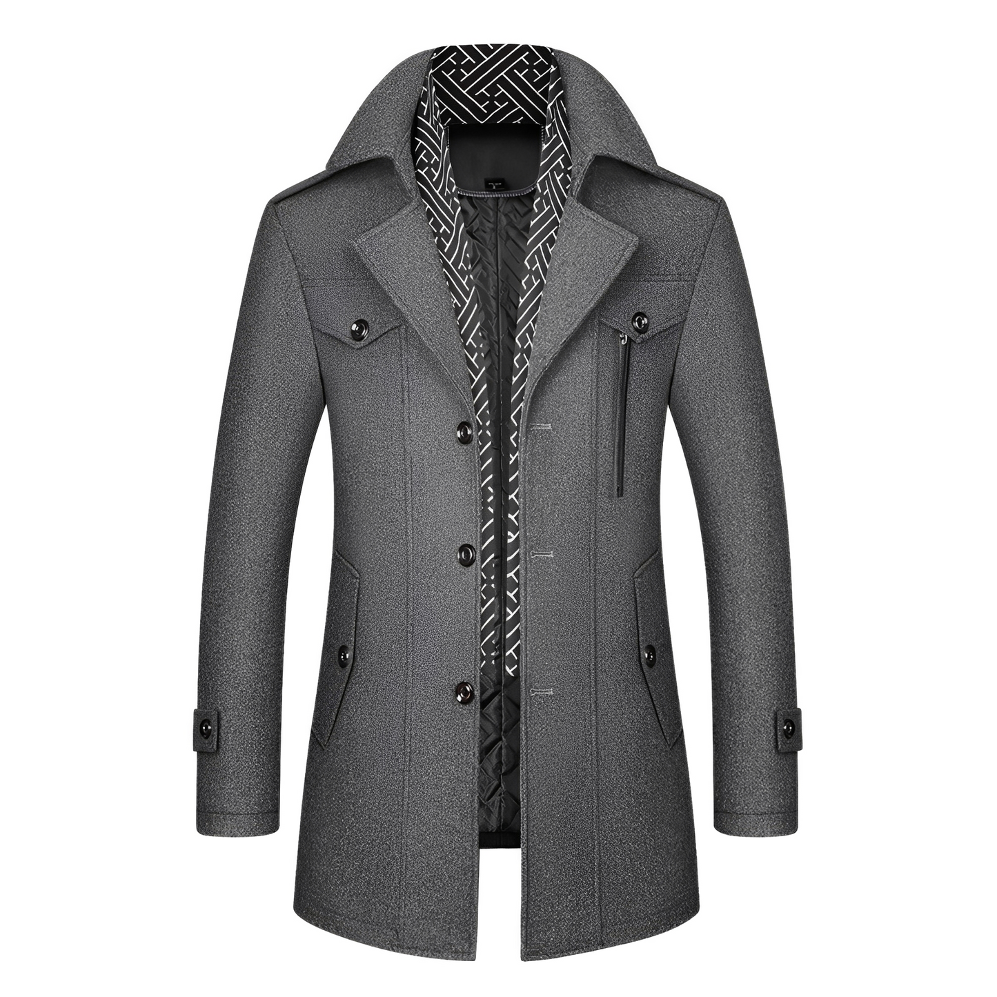 Ronny - Męski retro płaszcz z wieloma kieszeniami