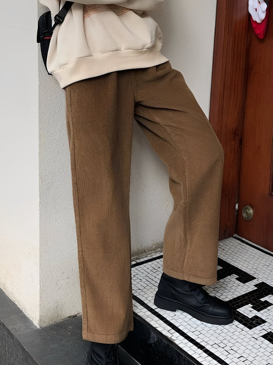 Joanne - Luźne, luźne spodnie sztruksowe dla kobiet