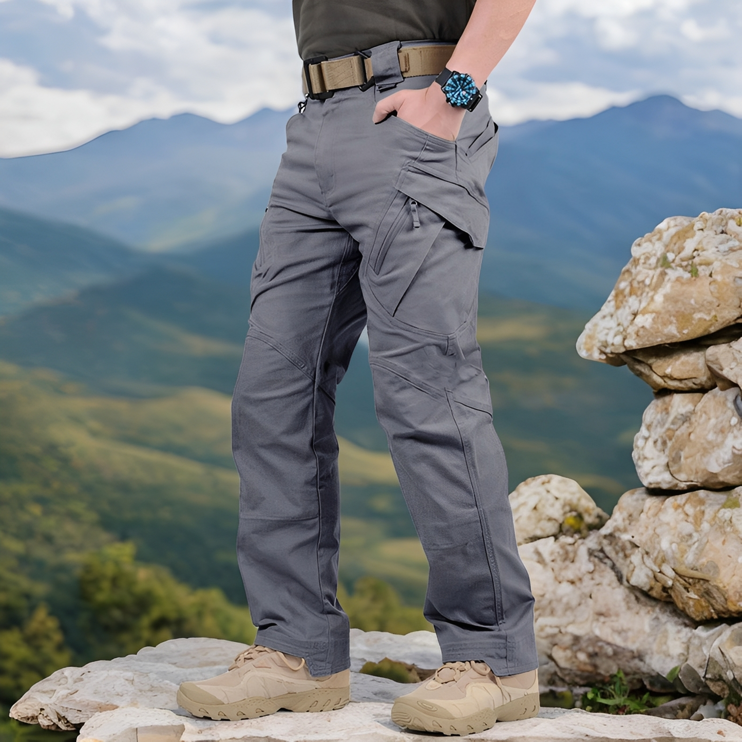 Matteo - Męskie spodnie cargo w wersji taktycznej z prostą nogawką