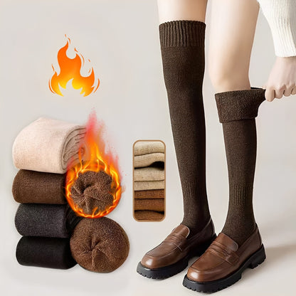 Shirlee - Stylowe, ciepłe, grube skarpety ponad kolano