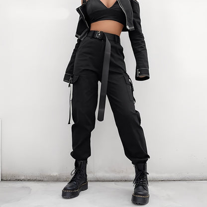 Clotilde - Spodnie cargo z wysokim elastycznym stanem dla kobiet