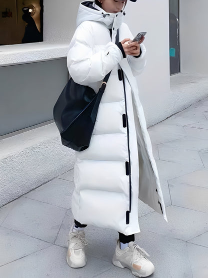 Hazel - Elegancka długa kurtka z kapturem dla kobiet