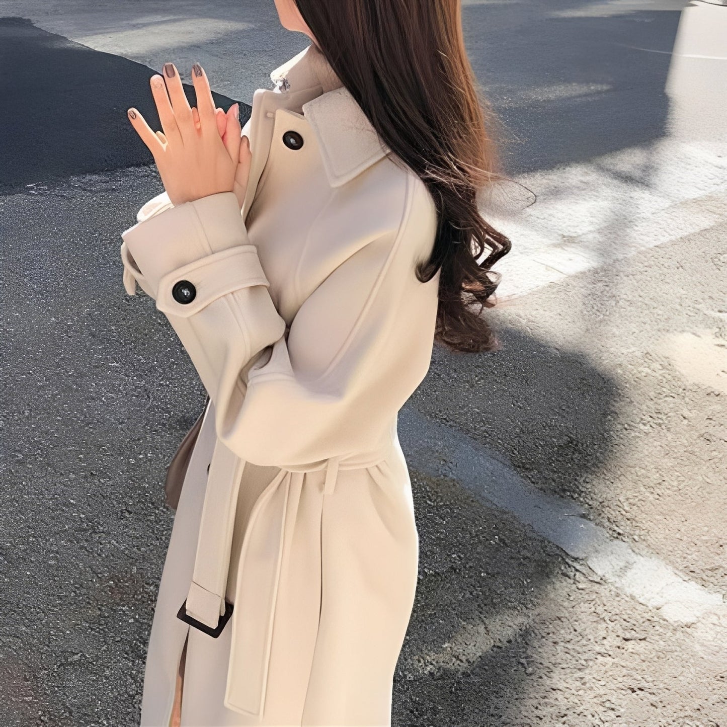 Bethany - Elegancki długi płaszcz wełniany dla kobiet