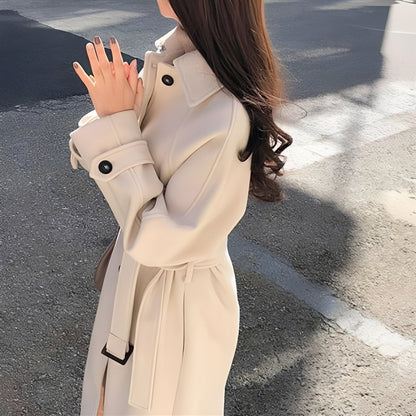 Bethany - Elegancki długi płaszcz wełniany dla kobiet