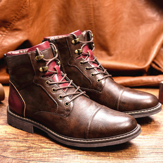 Louis - Retro skórzane buty męskie z zamkiem