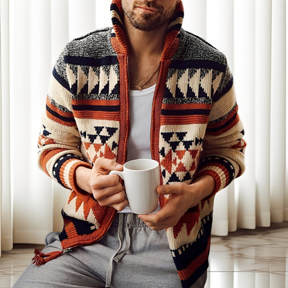 Alvin - Męski elegancki sweter z dzianiny z kołnierzem rewersowym