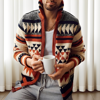 Alvin - Męski elegancki sweter z dzianiny z kołnierzem rewersowym