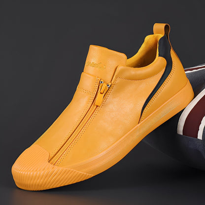 Jerred - Nowoczesne męskie skórzane buty z zamkiem