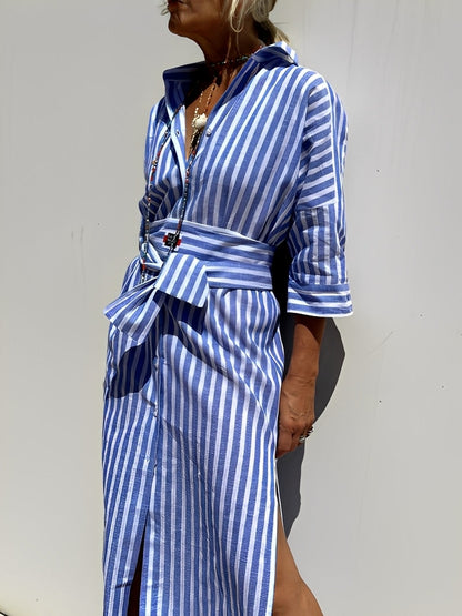 Christel - Sukienka polo długa w paski dla kobiet