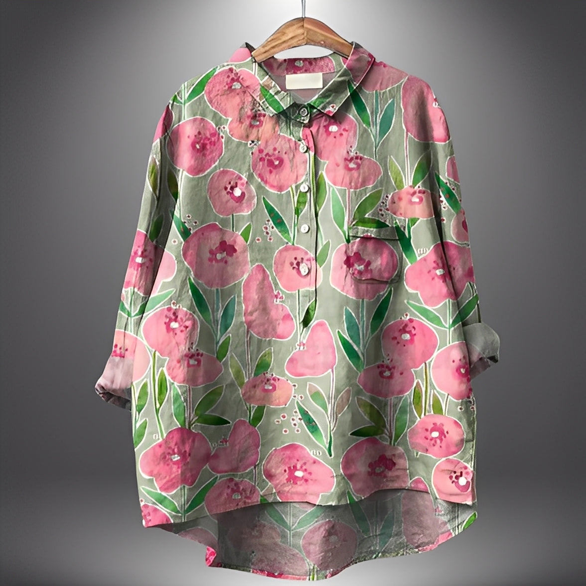 Garance - Damska klasyczna bluzka z długimi rękawami