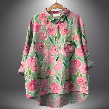 Garance - Damska klasyczna bluzka z długimi rękawami