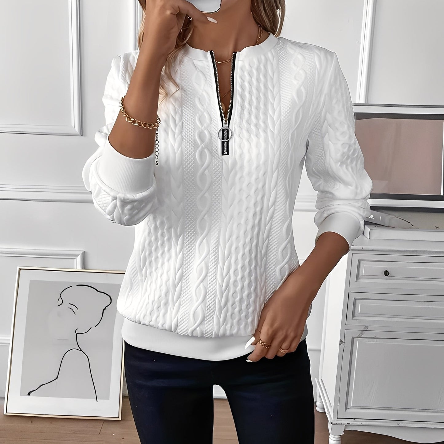 Chesley - Stylowy sweter damski z zamkiem