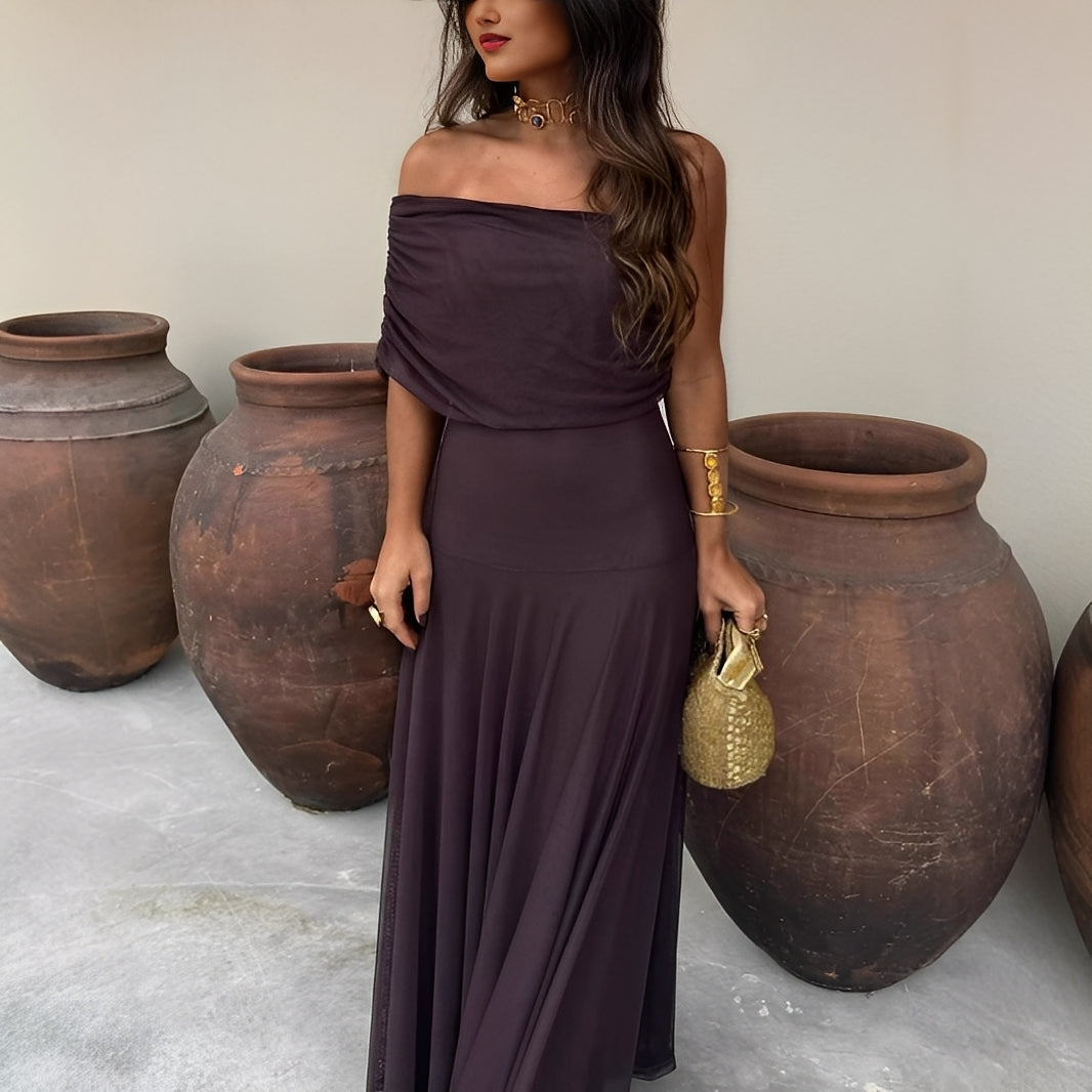 Eunice - Elegancka długa suknia z siatki dla kobiet