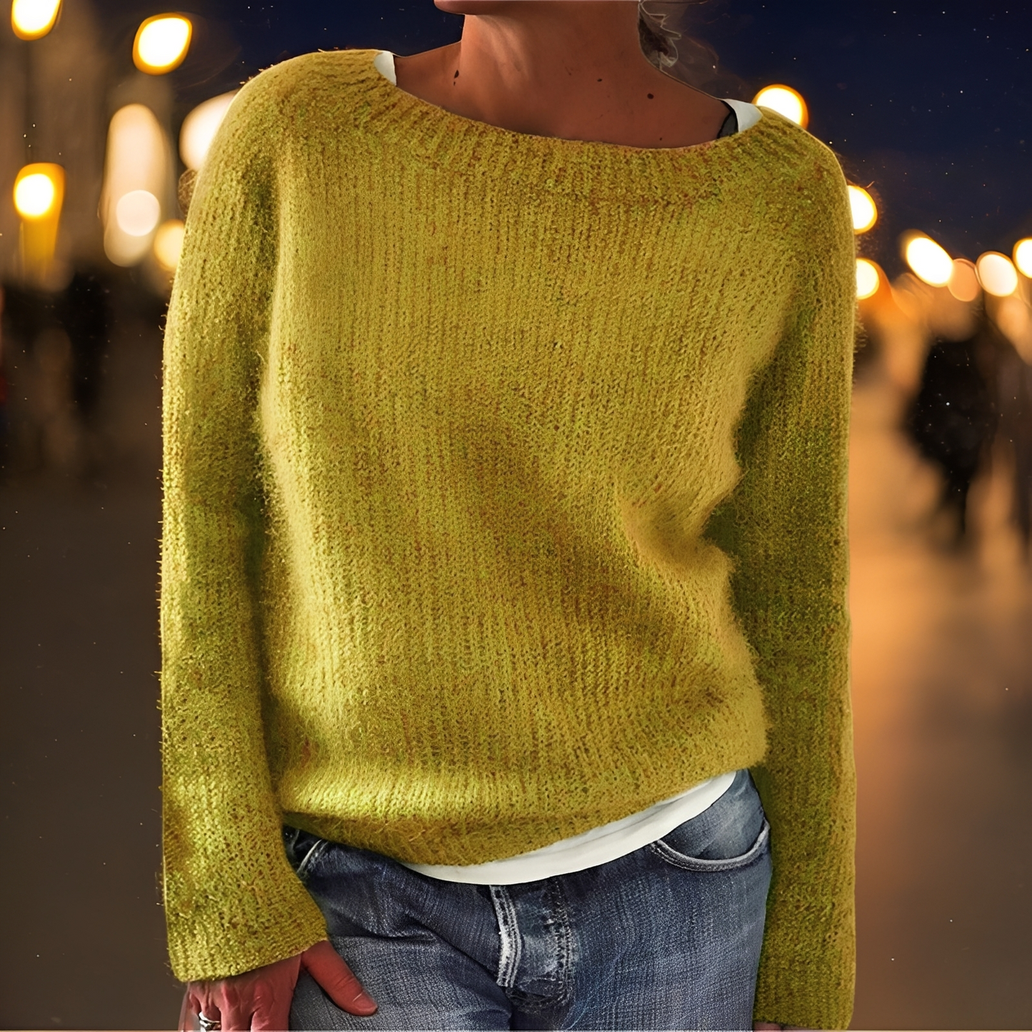 Abeeha - Damski sweter oversize w kolorze jodły