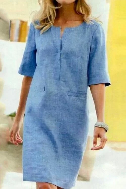 Alessandra - Sukienka z Bawełny i Lnu o Lekkiej Wygodzie