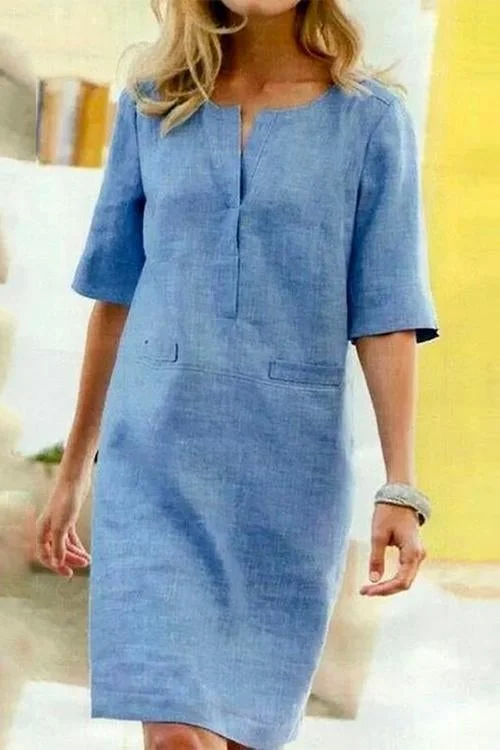 Alessandra - Sukienka z Bawełny i Lnu o Lekkiej Wygodzie