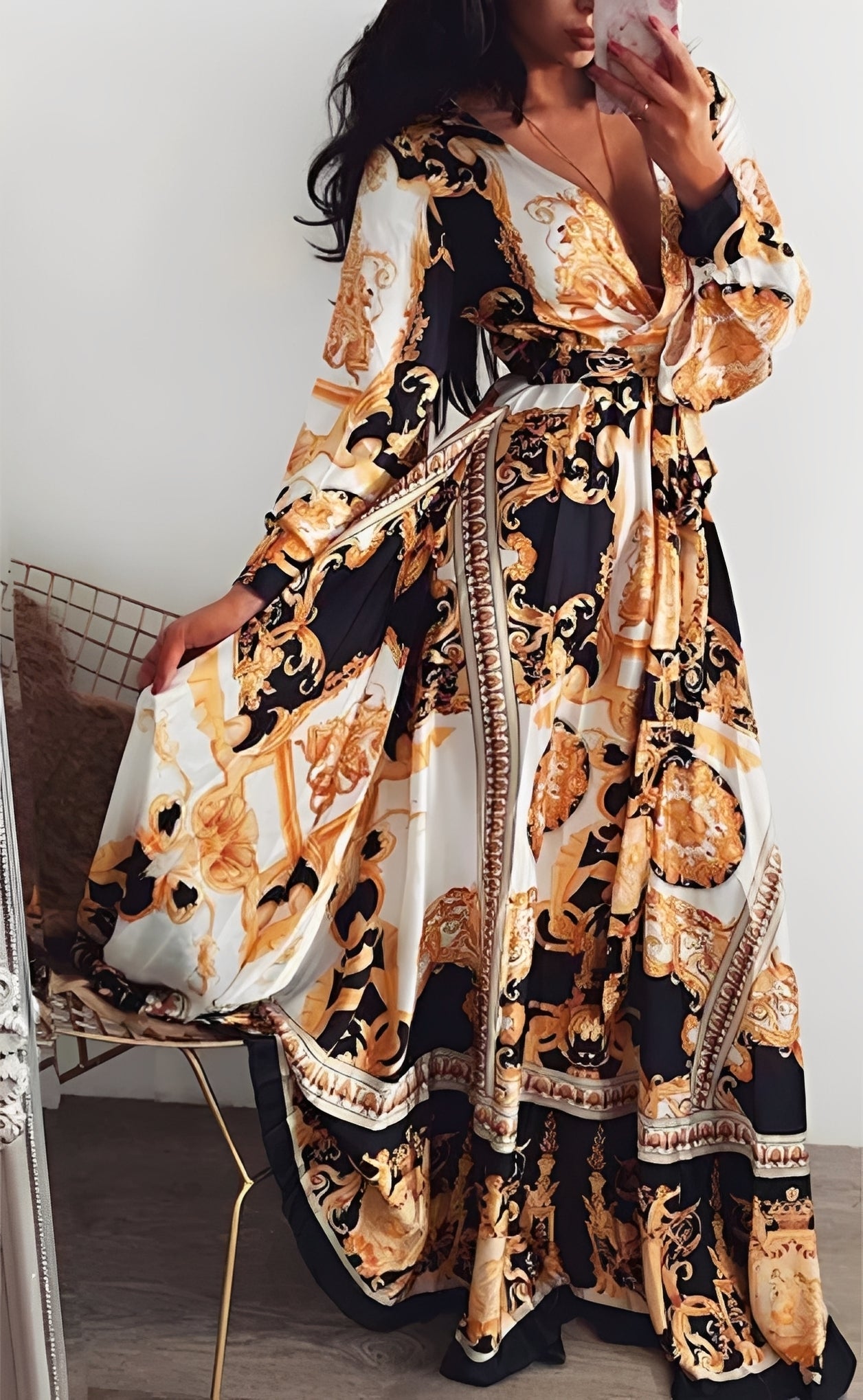 Stacey - Stylowa suknia maxi z rozcięciem dla kobiet