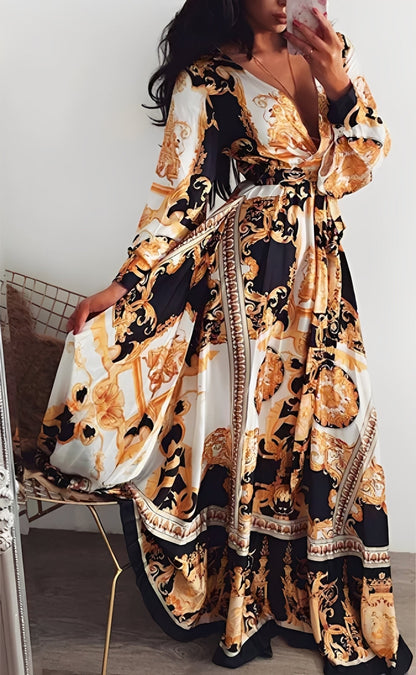 Stacey - Stylowa suknia maxi z rozcięciem dla kobiet