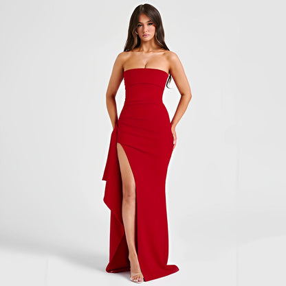 Camille - Elegancka długa suknia bez ramiączek dla kobiet