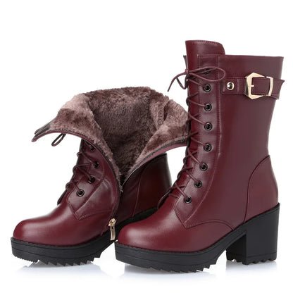 Claudia - Klasyczne zimowe buty ze skóry czarnej