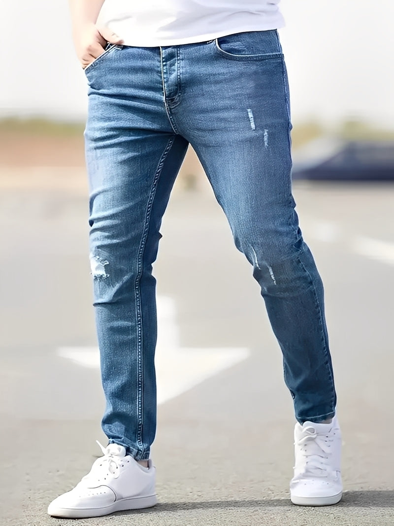 Jenson - Modne Męskie Skinny Jeans z Przetarciami