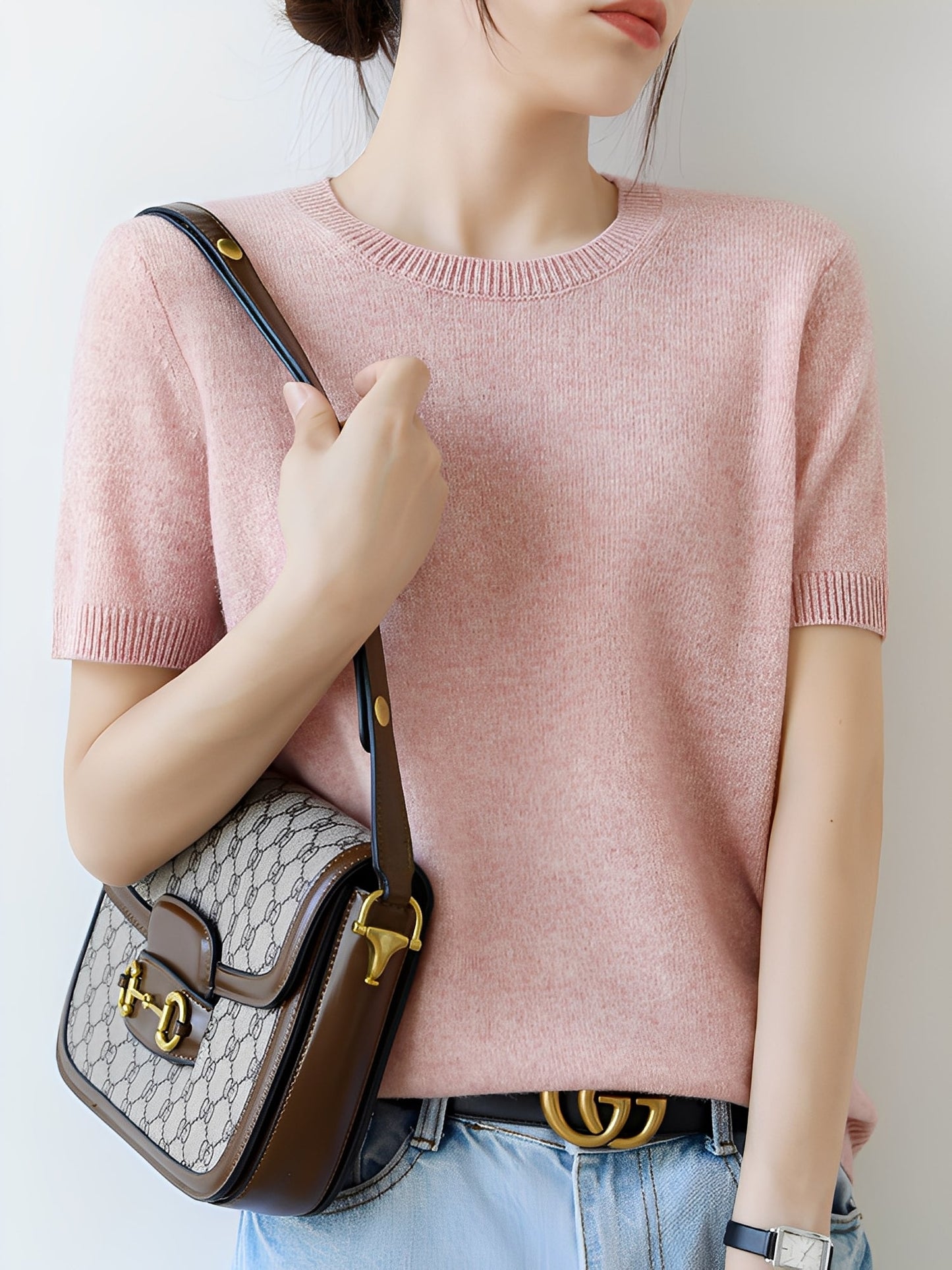 Blandine - Damski sweter z krótkimi rękawami