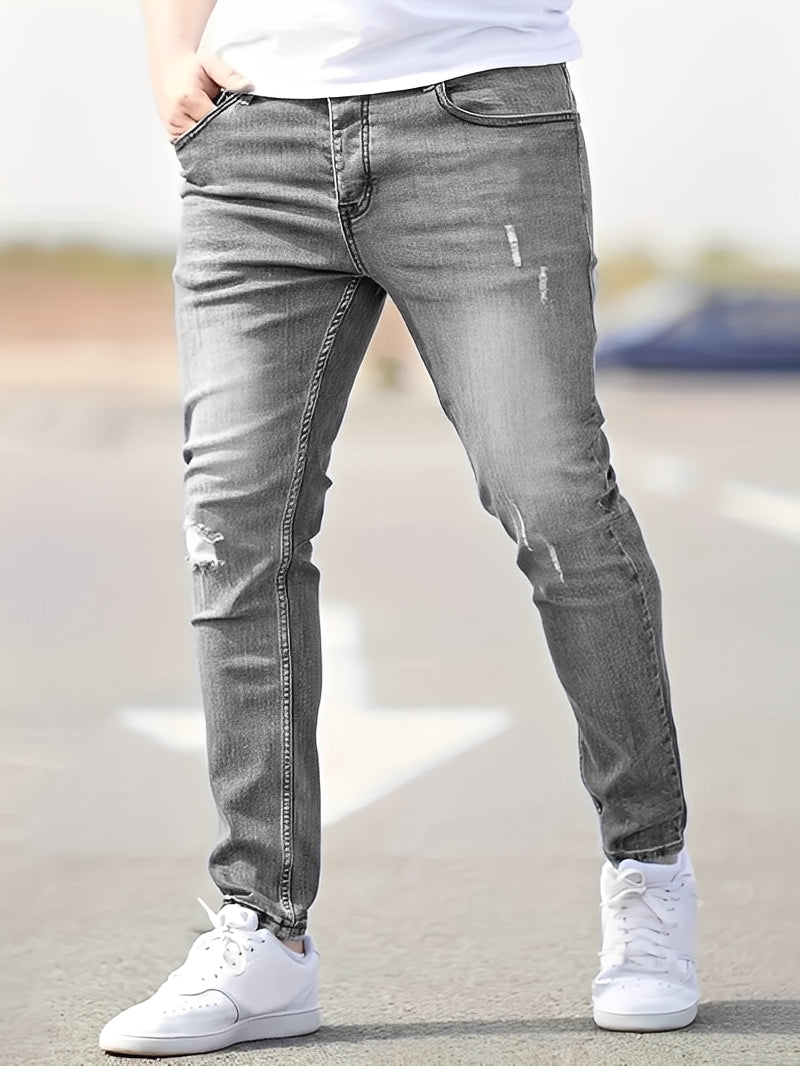 Jenson - Modne Męskie Skinny Jeans z Przetarciami