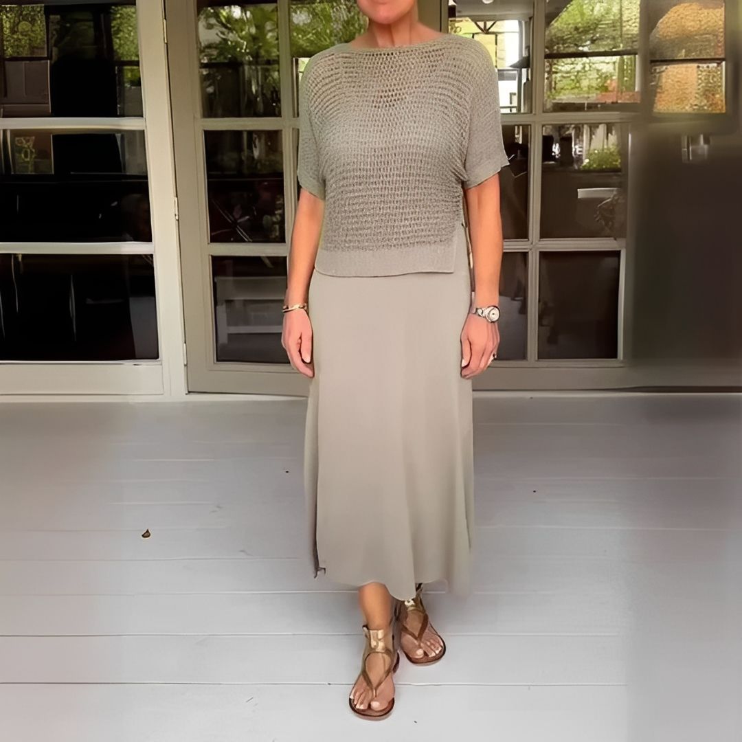 Almera - Komplet dzianinowej kurtki i spódnicy dla kobiet