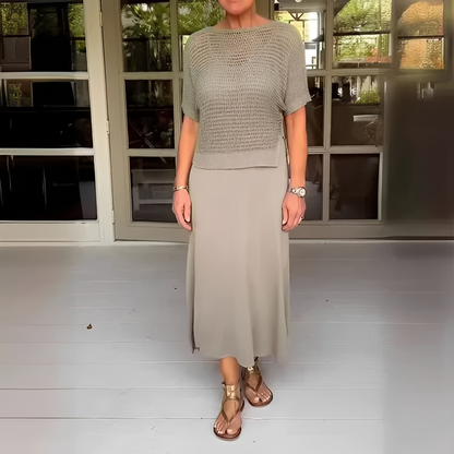 Almera - Komplet dzianinowej kurtki i spódnicy dla kobiet