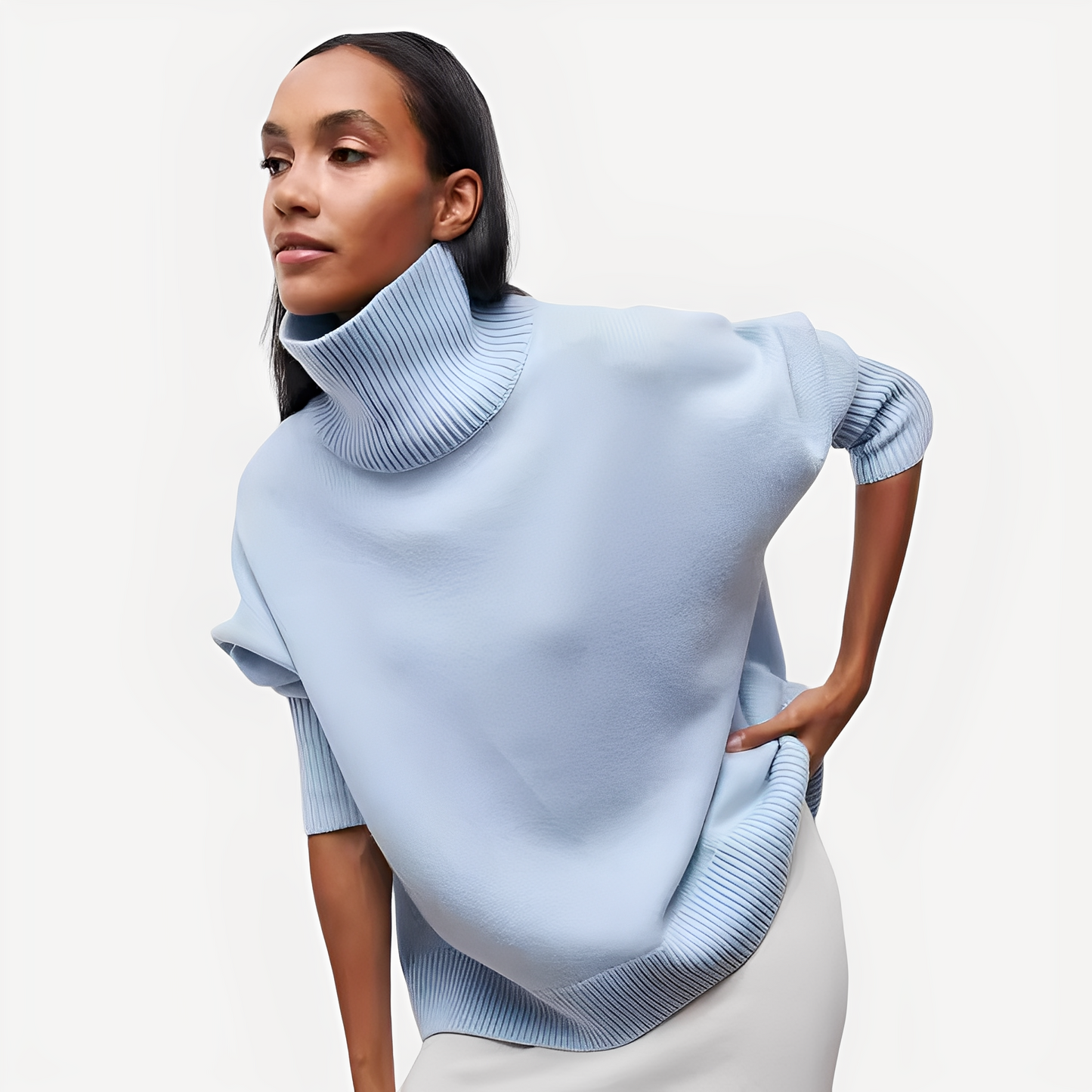 Margery - Kobiecy sweter z wysokim kołnierzem, o swobodnym kroju