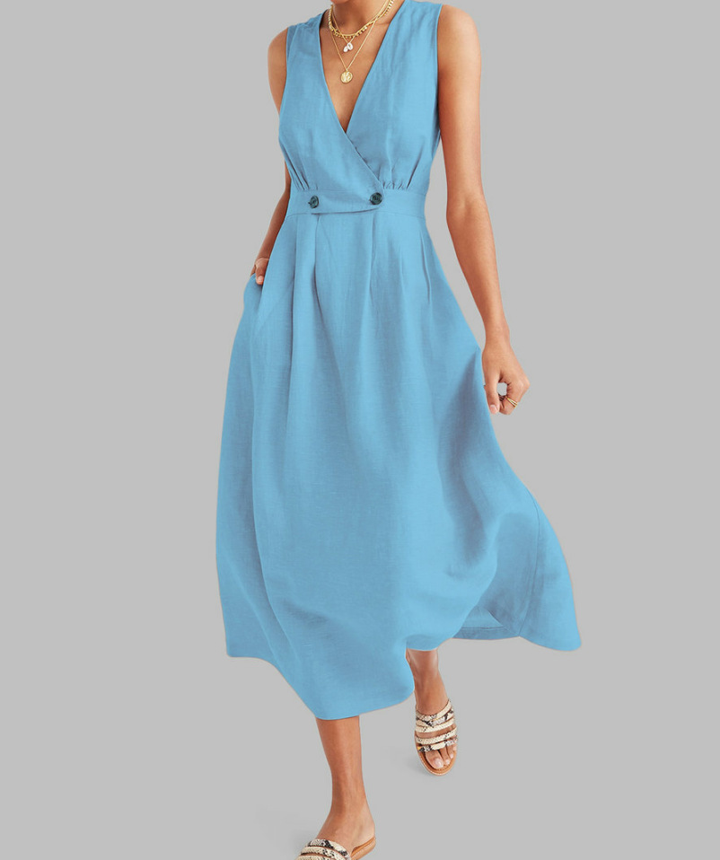 Damska sukienka lniana bez rękawów