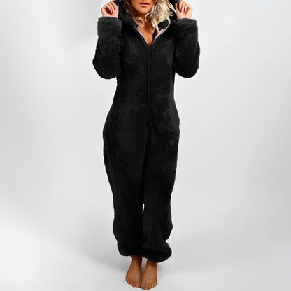 Jasmine - Przytulny, puszysty kombinezon z kapturem dla kobiet