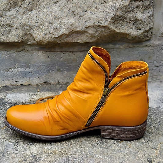Veronica - Klasyczne skórzane buty z suwakiem dla pań