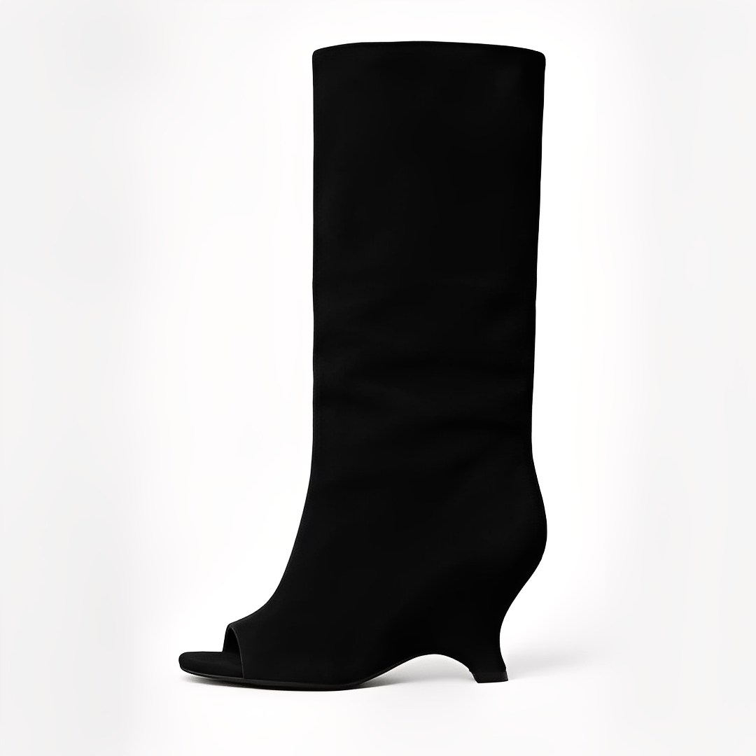 Aamina - Modne wysokie buty z otwartym noskiem dla kobiet