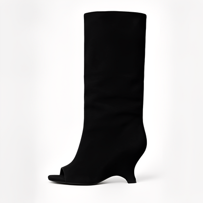 Aamina - Modne wysokie buty z otwartym noskiem dla kobiet