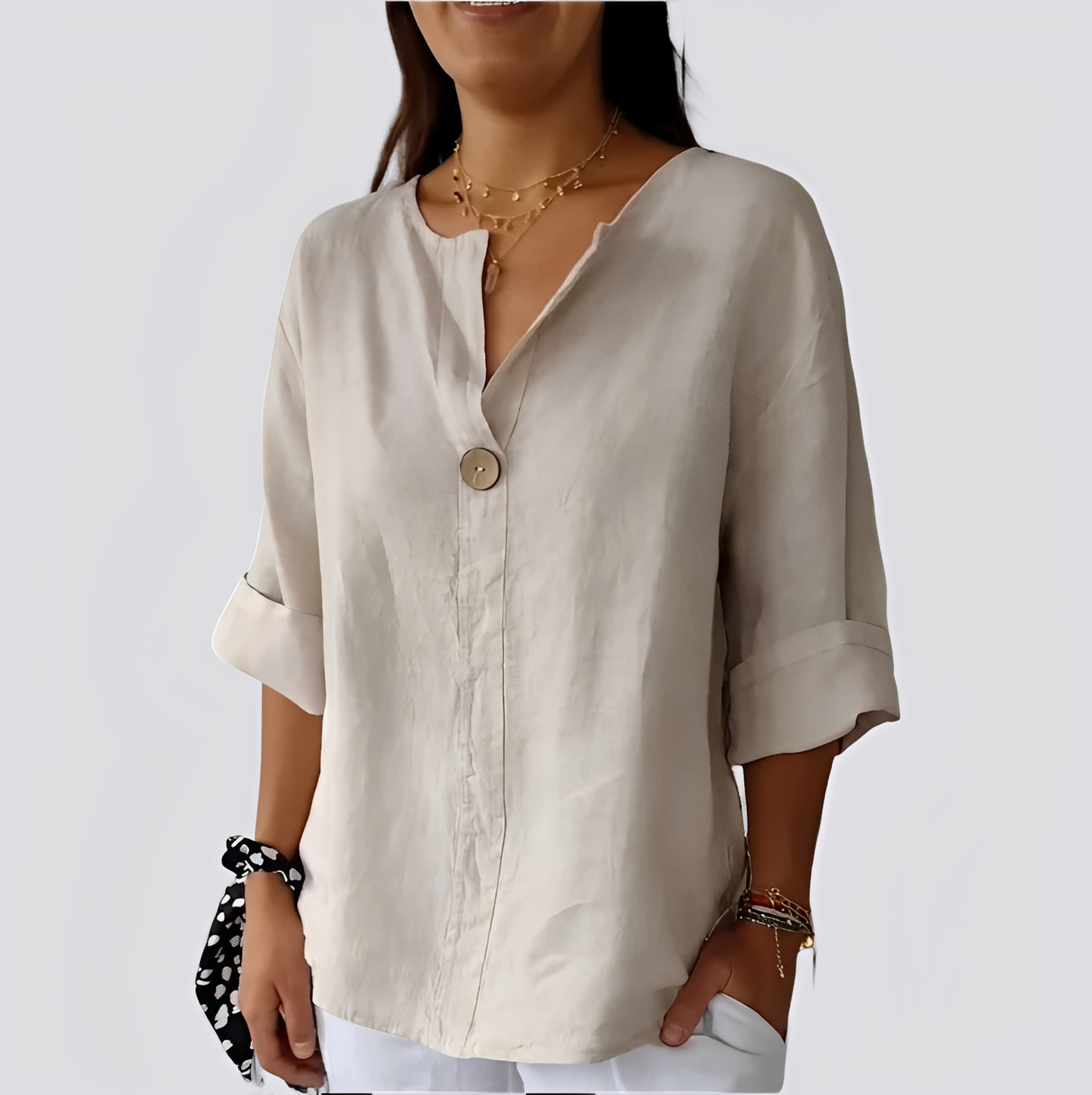 Karie - Wygodna koszula z dekoltem V dla kobiet