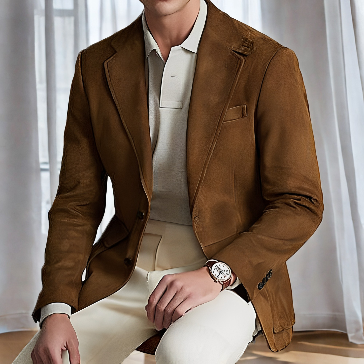 Daniel - Męski elegancki blezer z podwójnym zapięciem