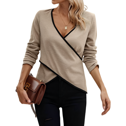 Rachel - Stylowa bluzka damska z długimi rękawami i dekoltem V