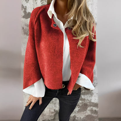 Noélie - Damski płaszcz wełniany z okrągłym kołnierzem