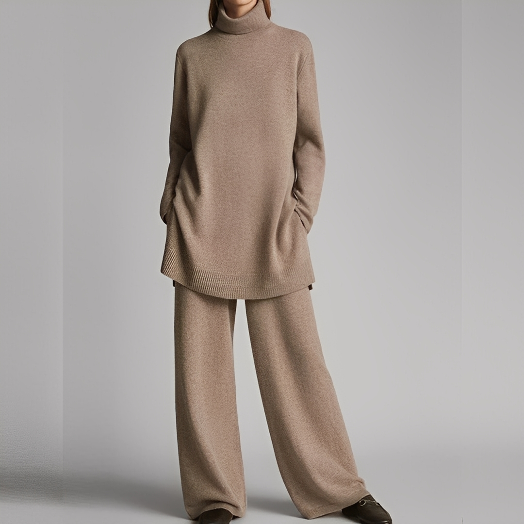 Mireille - Zimowy zestaw swetra i spodni dla kobiet, na luzie