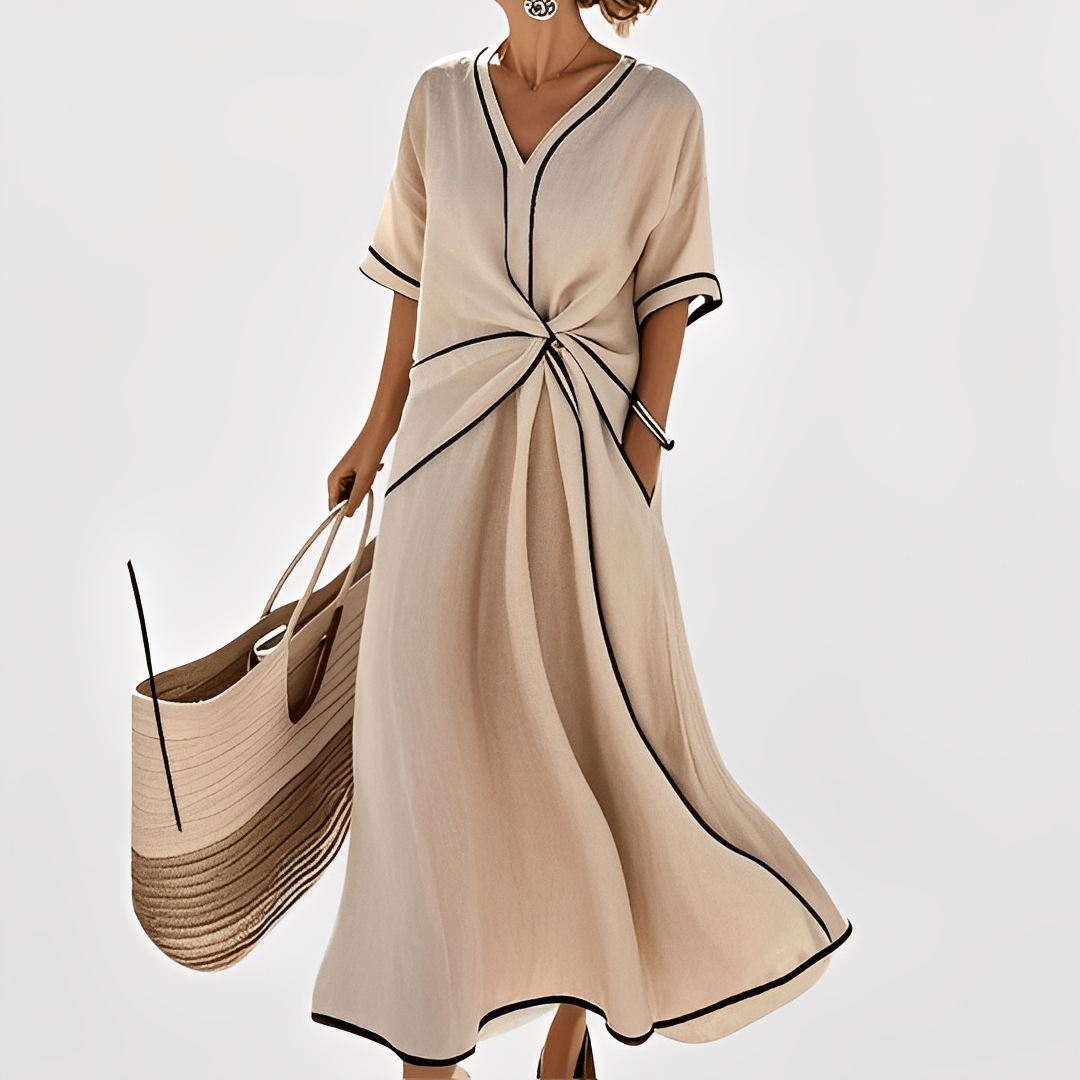 Thérèse – Swobodna, elegancka sukienka w paski dla kobiet