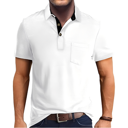 Abner - Męska koszulka polo z krótkim rękawem w stylu retro