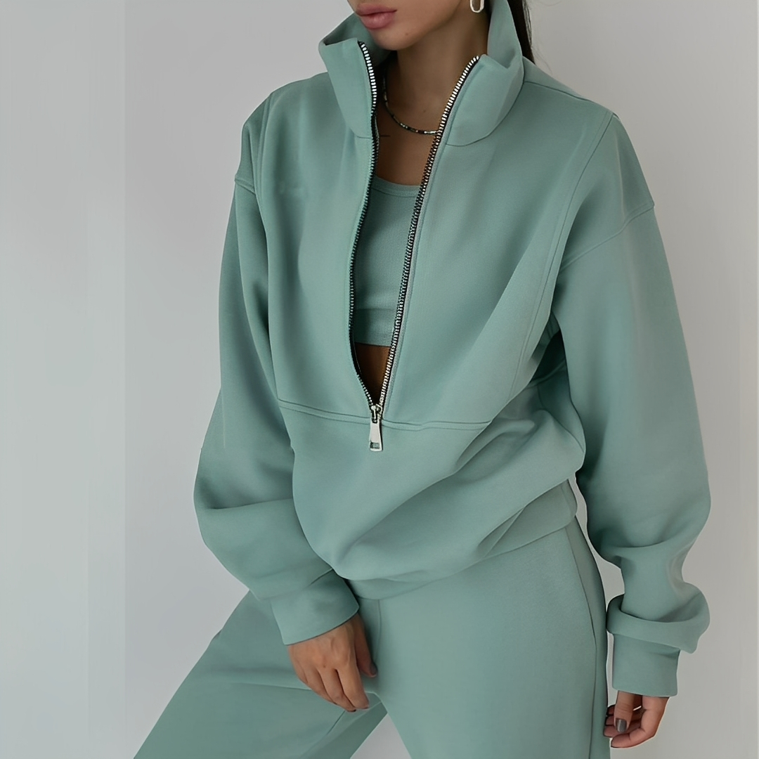 Mélissa - Swobodny, szeroki komplet z dzianiny w dwóch częściach