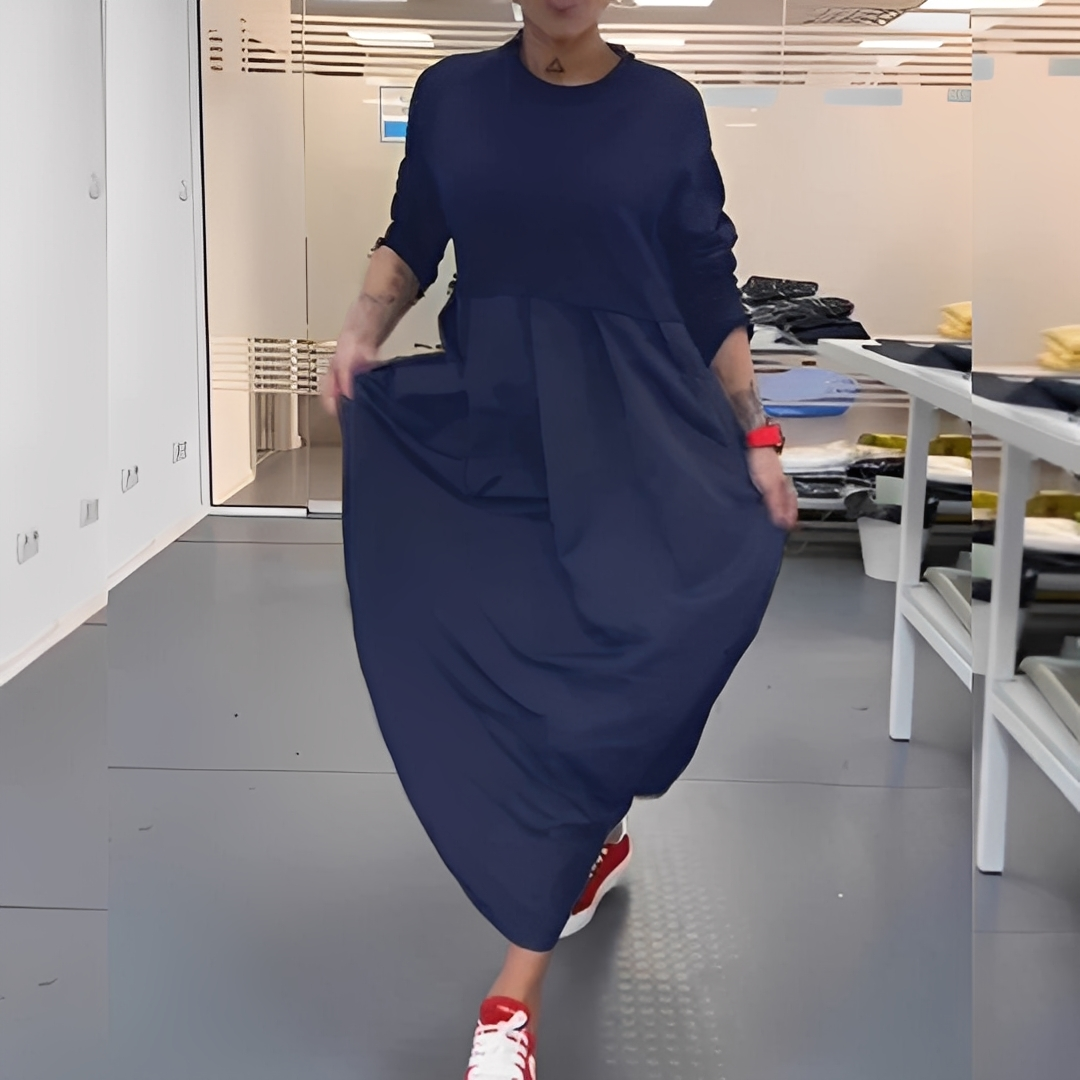 Gisèle - Codzienna sukienka z okrągłym dekoltem dla pań