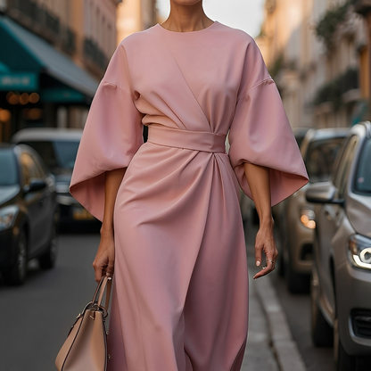 Lauriane - Stylowa damska sukienka z rękawami typu latarnia