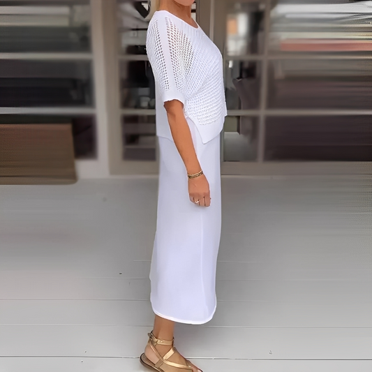 Almera - Komplet dzianinowej kurtki i spódnicy dla kobiet